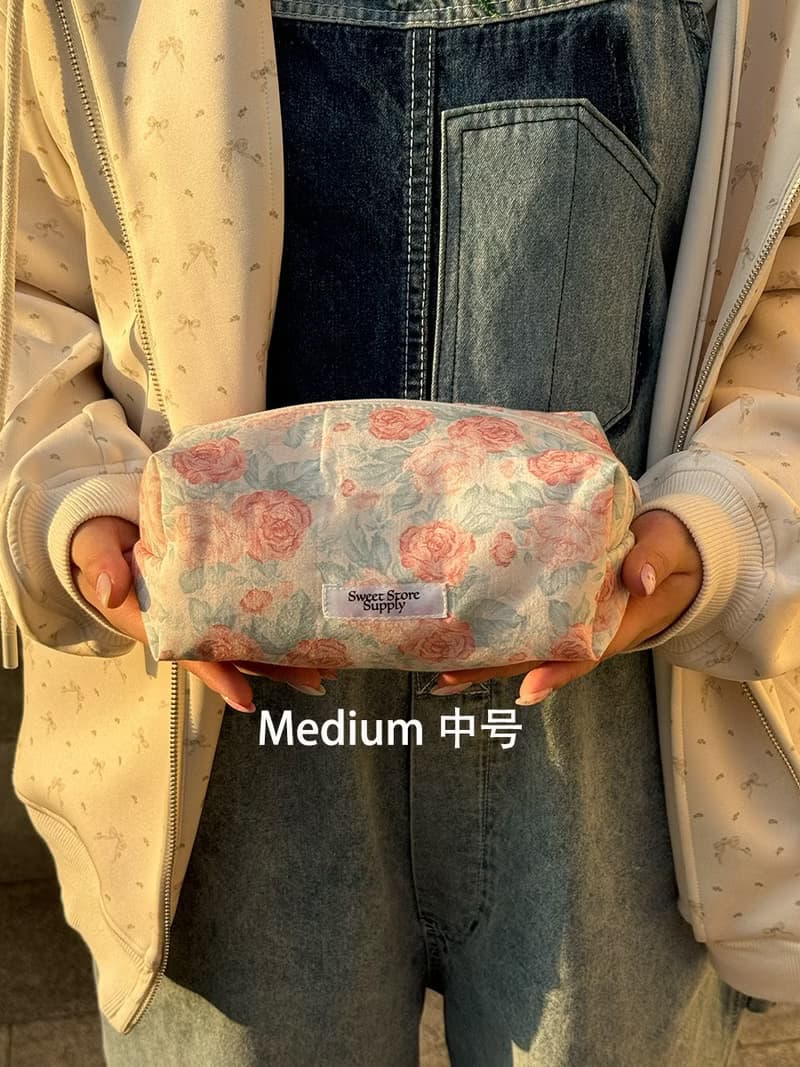 Sweetstore Supply原創粉格蝴蝶結化妝包便攜收納包