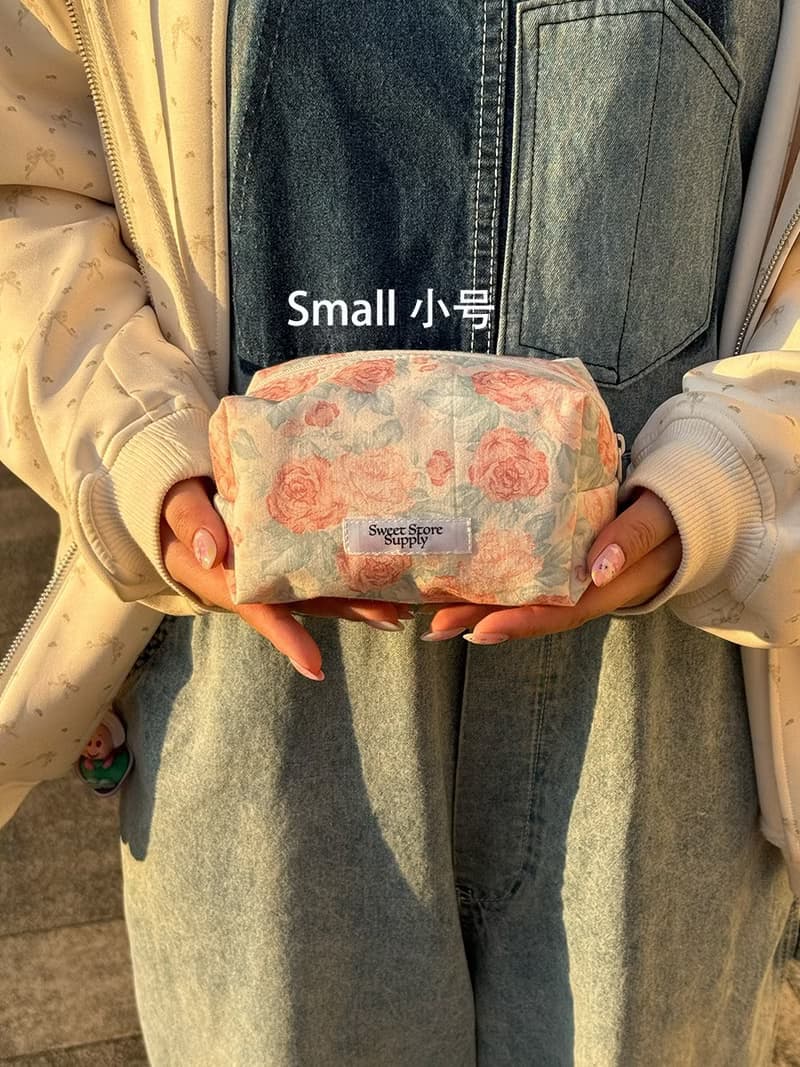 Sweetstore Supply原創粉格蝴蝶結化妝包便攜收納包