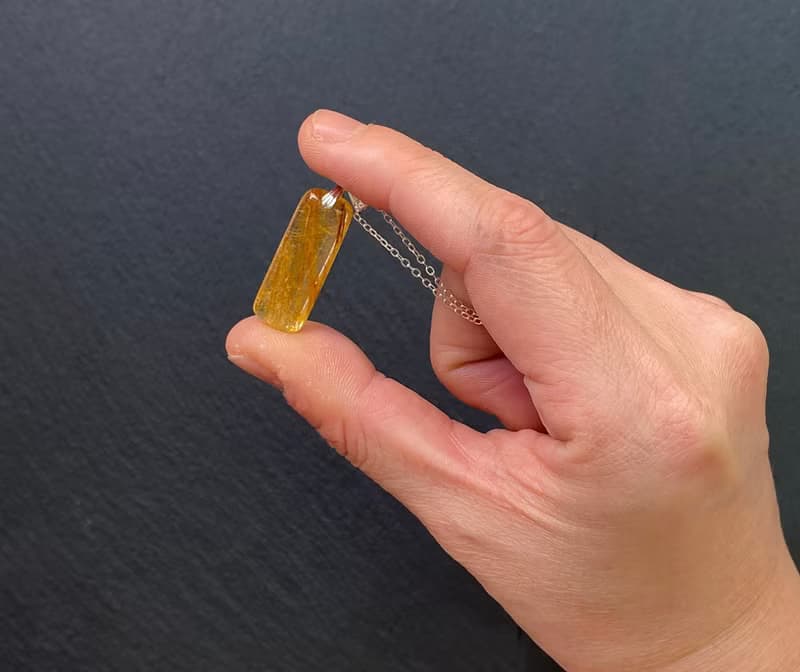 招財旺事業-天然冰透體秀氣金髮晶925純銀項鍊