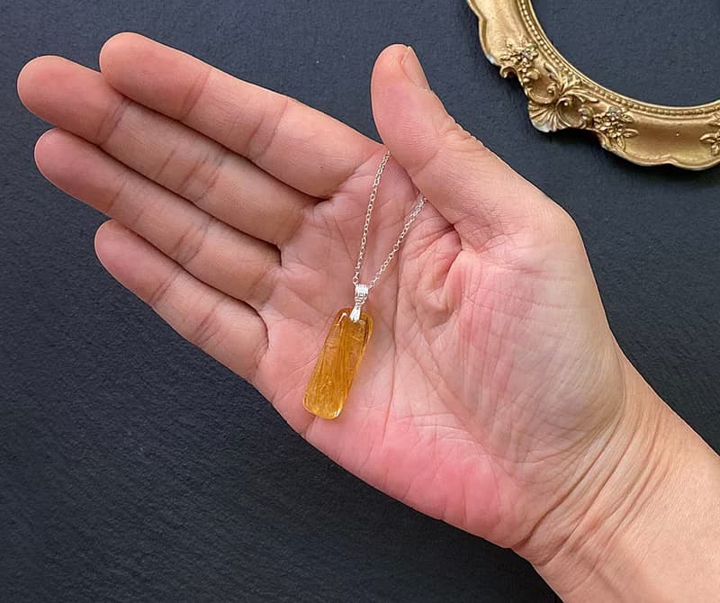 招財旺事業-天然冰透體秀氣金髮晶925純銀項鍊