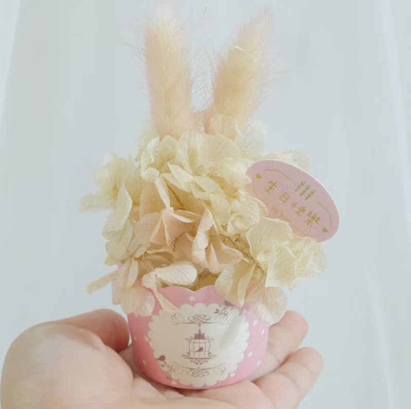 櫻花白兔蛋糕花束罐 結婚捧花永生乾燥花畢業謝師禮物生日畢業禮