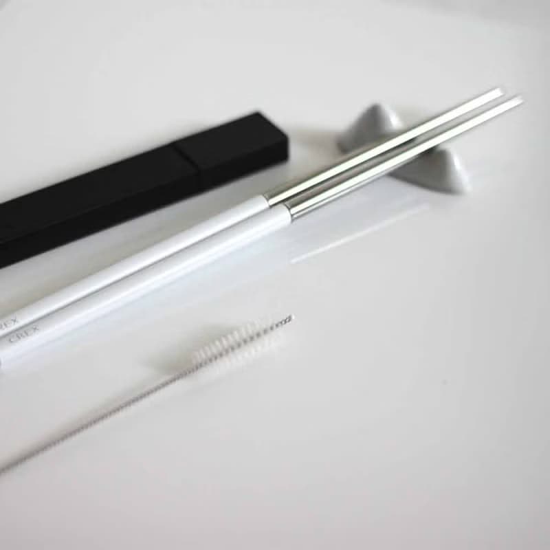 口袋裏質感隨身筷 / 白色 筷子 專用刷 黑盒 / 優雅 便利 攜帶