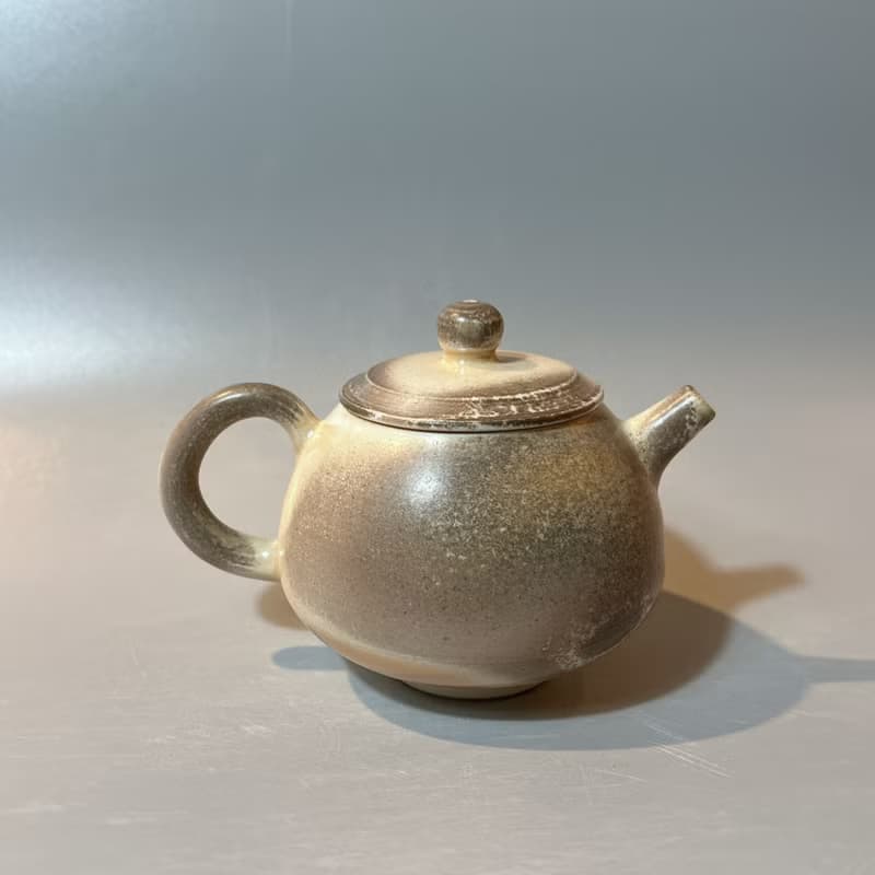 柴燒瓷土奶油系正把茶壺 / 柴燒茶具  / 小平凡手作
