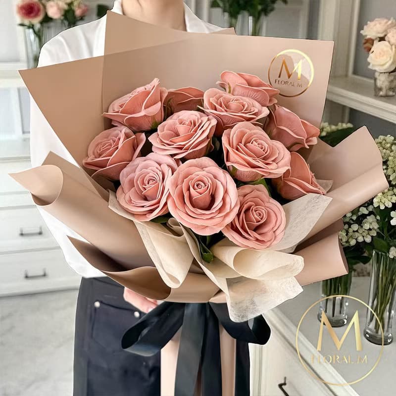 溫柔焦糖奶茶玫瑰香水花束