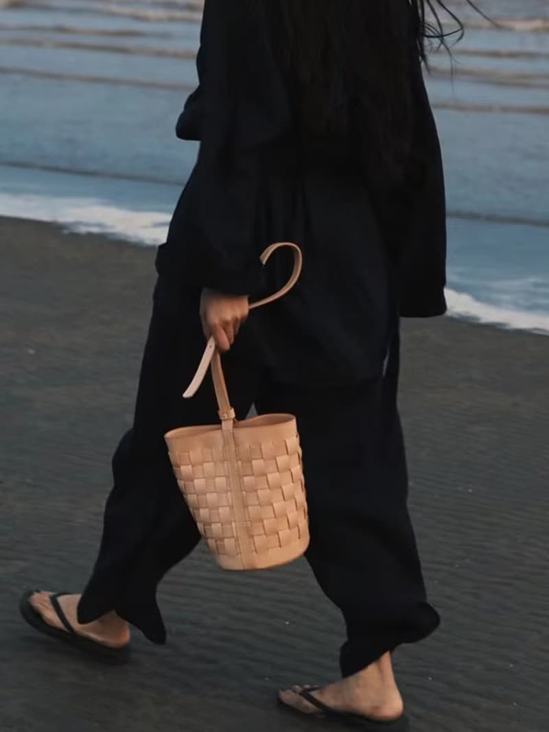 JOYDIVISION编织真皮手工水桶包设计单肩斜挎女士女士复古简约包
