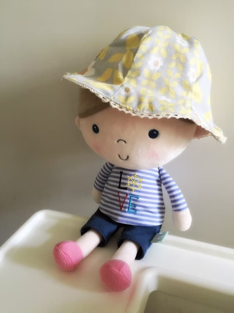 手工製作雙面黃色小花拼布帽子 嬰兒/小童/成人