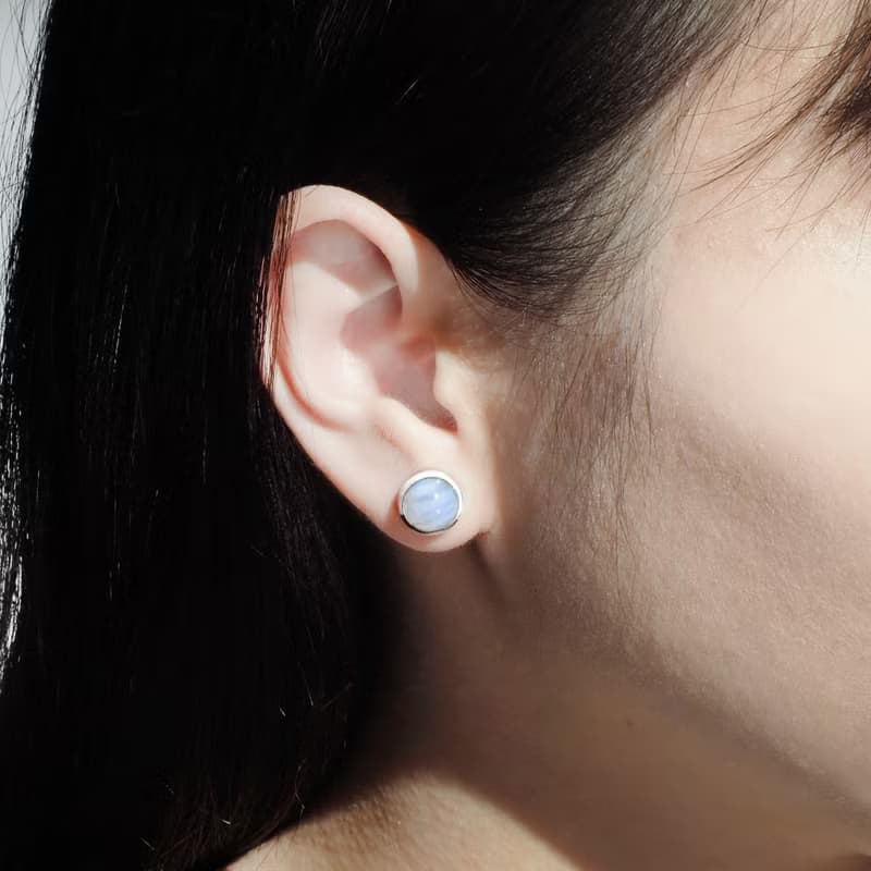 濱海湘遇 | 藍紋玉髓 / 藍紋瑪瑙 耳環 七夕 情人節 禮物 送禮