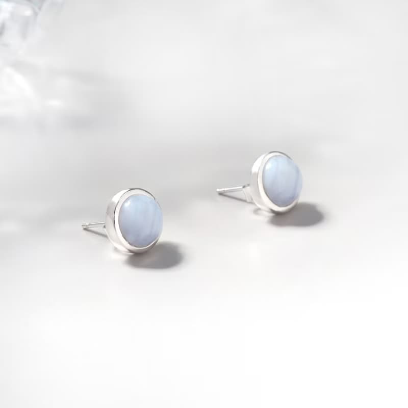 濱海湘遇 | 藍紋玉髓 / 藍紋瑪瑙 耳環 七夕 情人節 禮物 送禮