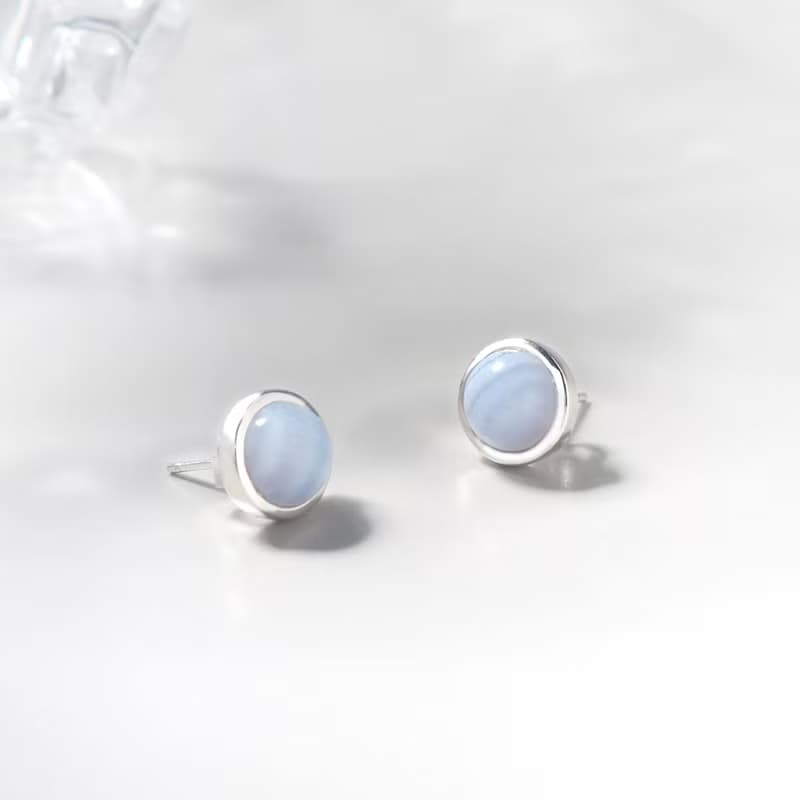 濱海湘遇 | 藍紋玉髓 / 藍紋瑪瑙 耳環 七夕 情人節 禮物 送禮