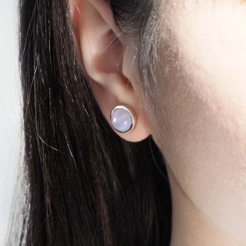 濱海湘遇 | 藍紋玉髓 / 藍紋瑪瑙 耳環 七夕 情人節 禮物 送禮