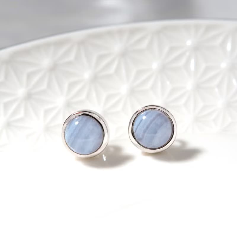 濱海湘遇 | 藍紋玉髓 / 藍紋瑪瑙 耳環 七夕 情人節 禮物 送禮