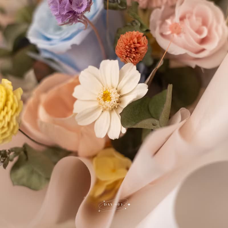 DAY OFF 彩色夢境永生花花束 擴香花束 索拉花 生日禮物 ins風