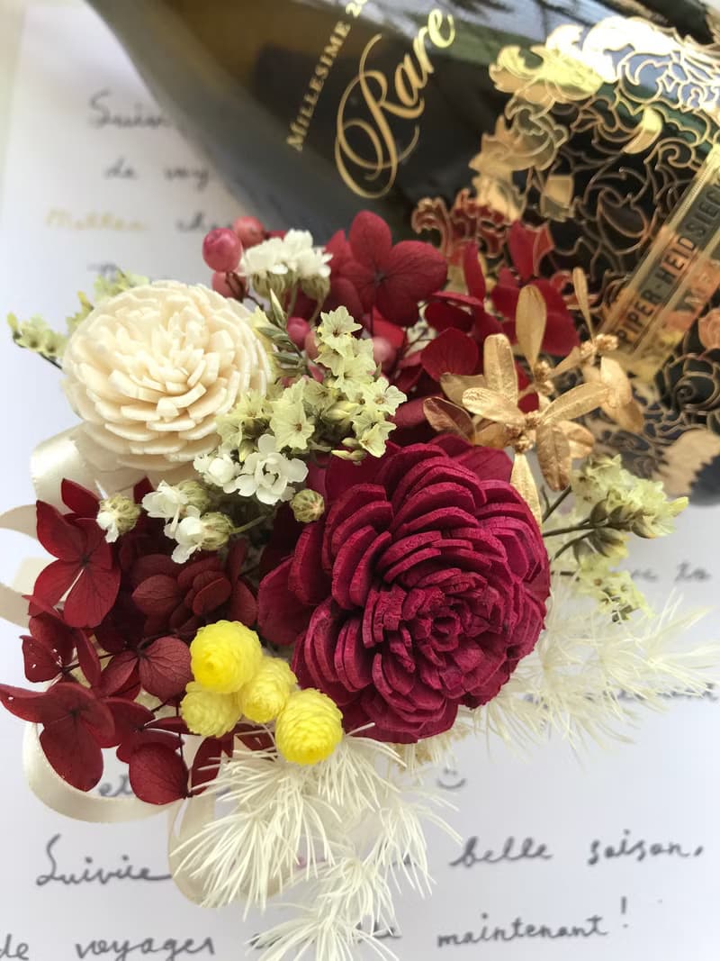 紅色系乾燥花小盆花