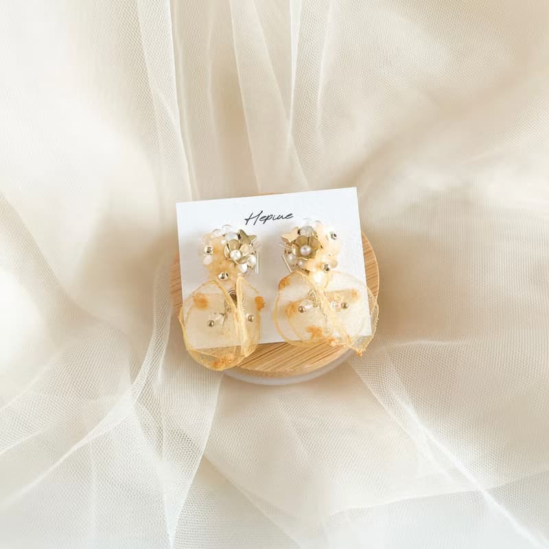 Bloom Veil (Orange): earring耳夾 / pierce耳釘