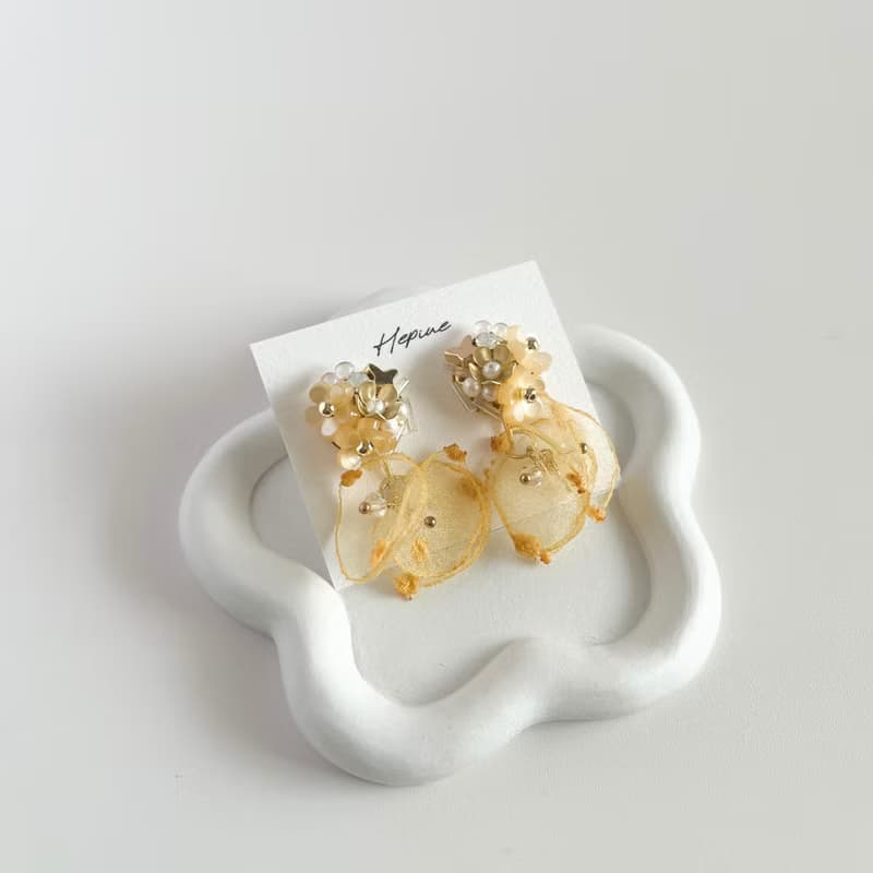 Bloom Veil (Orange): earring耳夾 / pierce耳釘