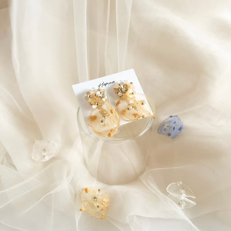 Bloom Veil (Orange): earring耳夾 / pierce耳釘