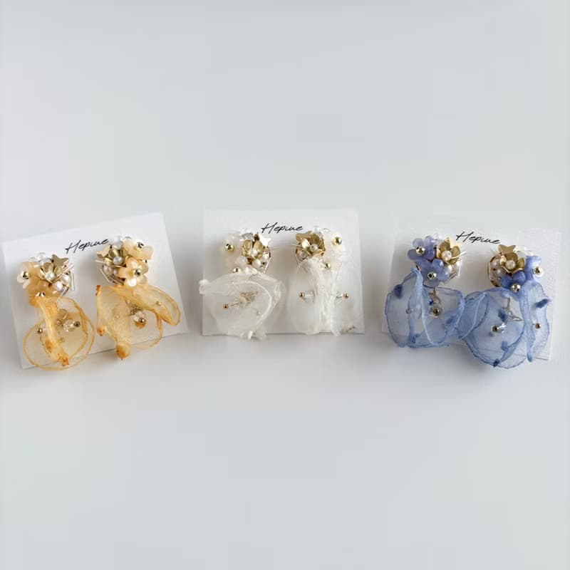 Bloom Veil (Orange): earring耳夾 / pierce耳釘