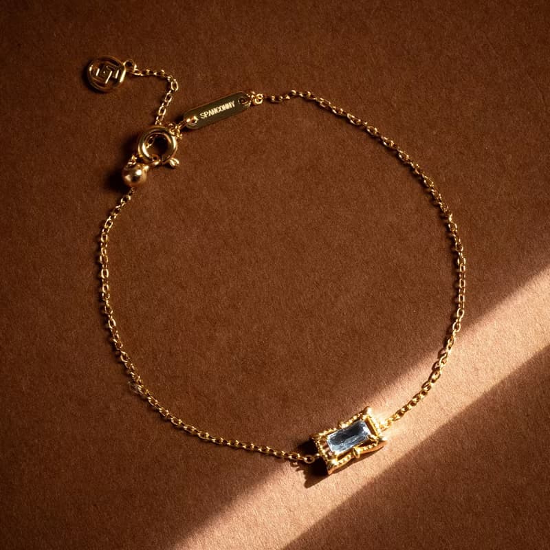 女爵 | 海藍寶 S925純銀 | 古典方鑽手鍊