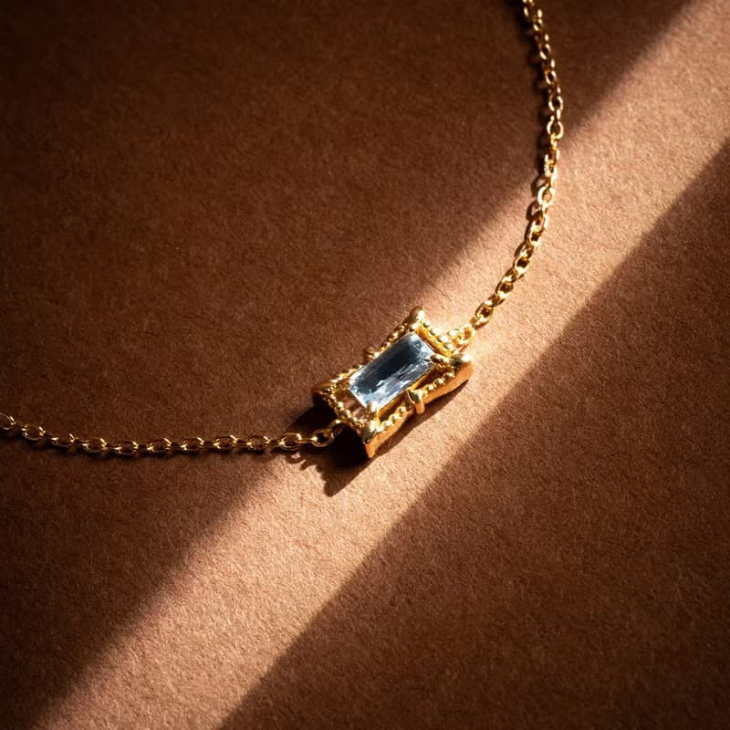 女爵 | 海藍寶 S925純銀 | 古典方鑽手鍊