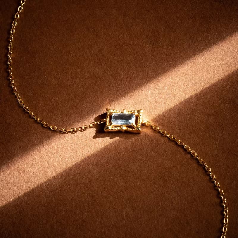 女爵 | 海藍寶 S925純銀 | 古典方鑽手鍊