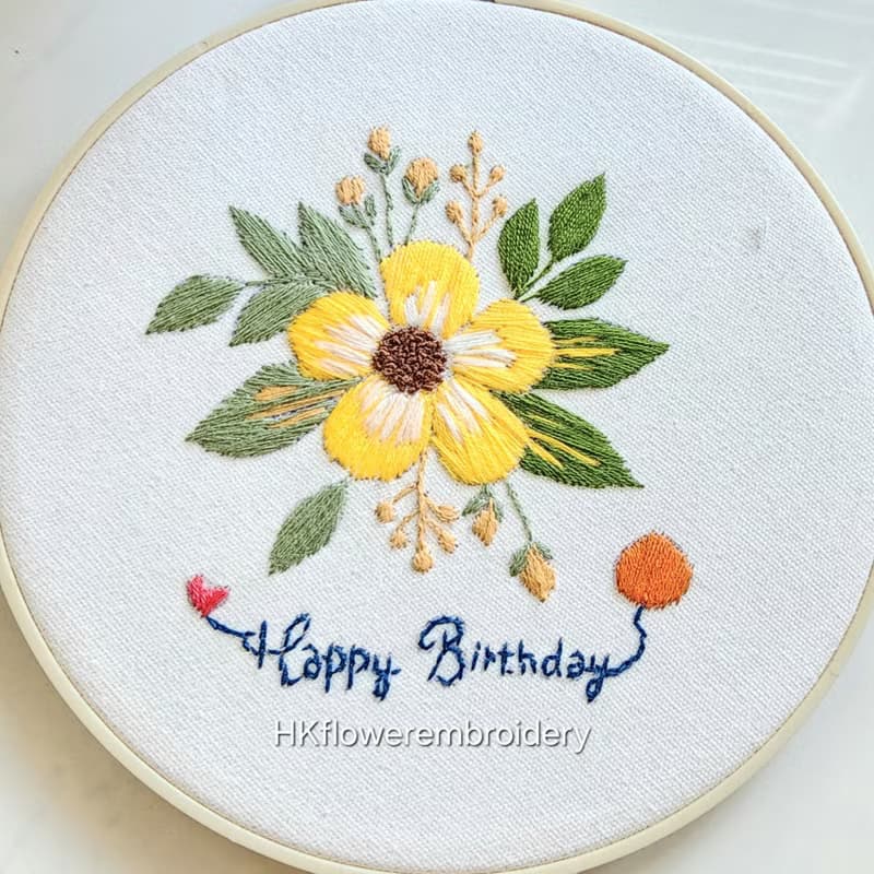 (材料包) 生日刺繡圈 DIY生日花刺繡 生日禮物