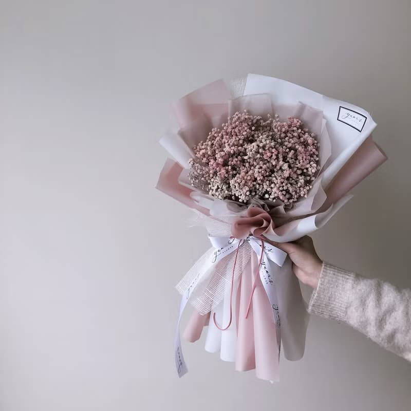 冰淇淋 粉滿天星 情人節花束 畢業花束 生日禮物 擴香花束 永生花