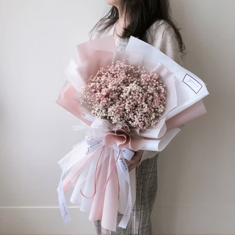 冰淇淋 粉滿天星 情人節花束 畢業花束 生日禮物 擴香花束 永生花