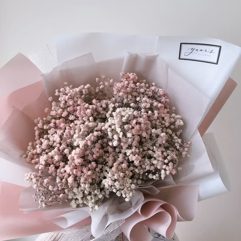 冰淇淋 粉滿天星 情人節花束 畢業花束 生日禮物 擴香花束 永生花