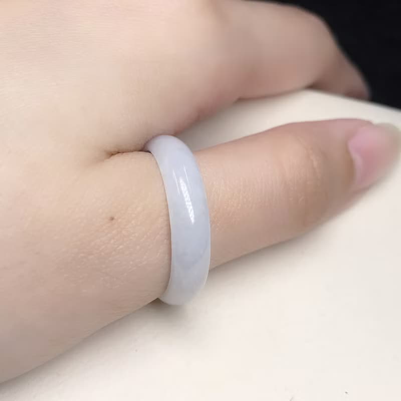 冰種白翡翡翠戒指戒圈 | 國際20圍 |天然緬甸玉翡翠A貨 | 送禮