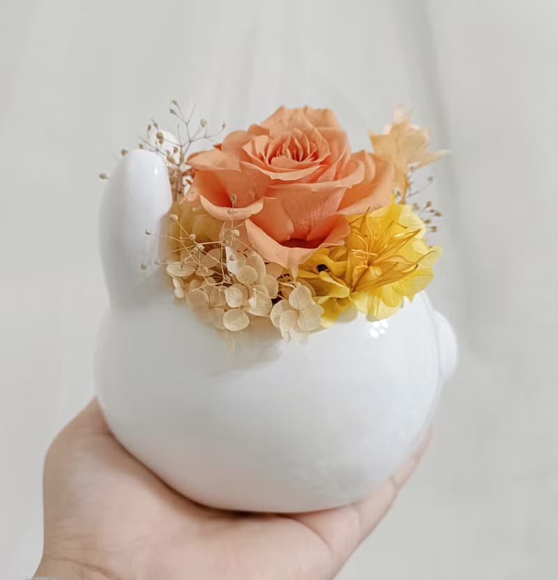 秋日兔飛猛進永生盆花 生日結婚捧花永生乾燥花畢業謝師禮物畢業