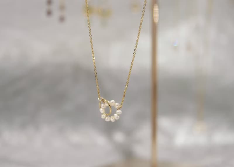 一直都在 珍珠項鍊 鎖骨鍊 手牽手寶石環