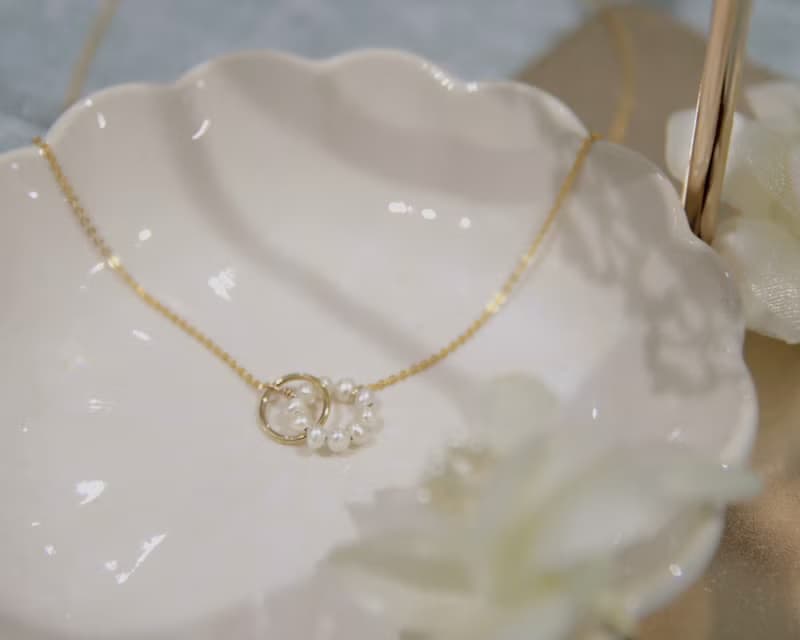 一直都在 珍珠項鍊 鎖骨鍊 手牽手寶石環