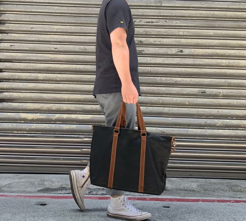 黑色軟牛皮大托特包 手提包 側背包