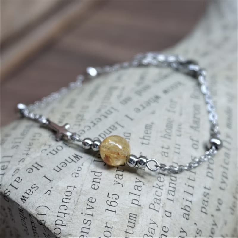 限定優惠 ll 鈦晶鋼手鍊 ll 鈦晶天然石細手鍊 BR-00030