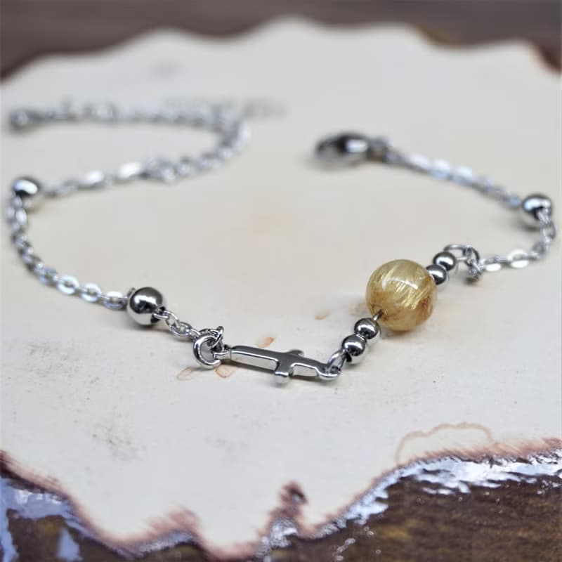 限定優惠 ll 鈦晶鋼手鍊 ll 鈦晶天然石細手鍊 BR-00030