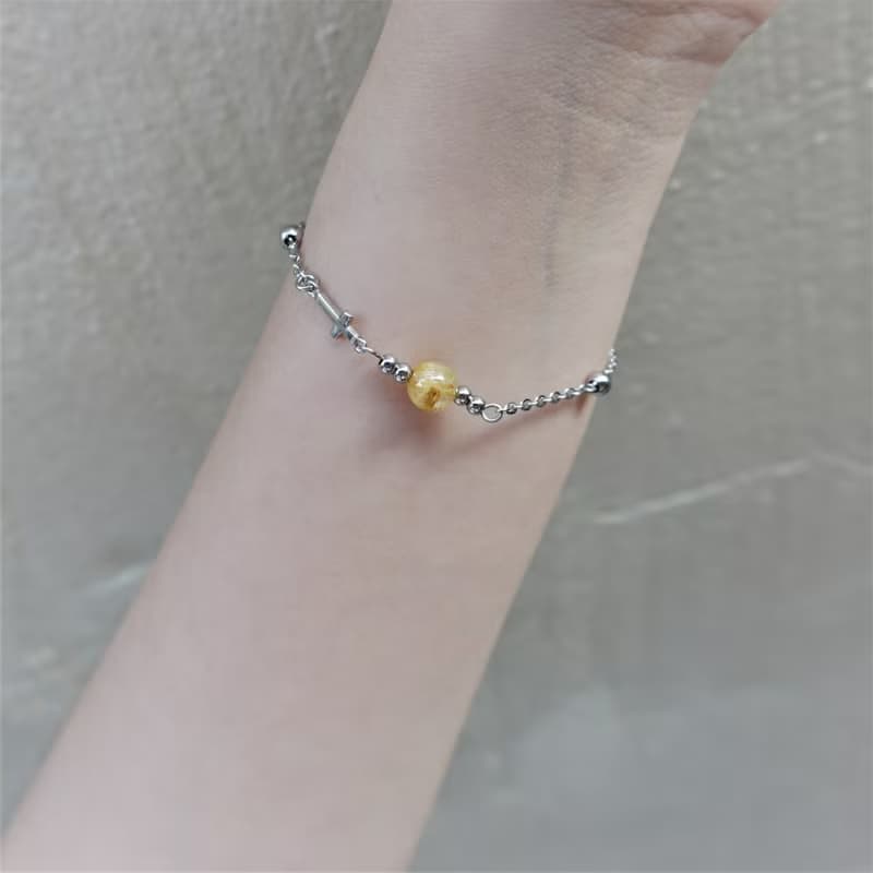 限定優惠 ll 鈦晶鋼手鍊 ll 鈦晶天然石細手鍊 BR-00030