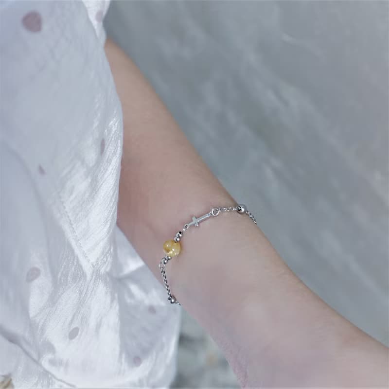 限定優惠 ll 鈦晶鋼手鍊 ll 鈦晶天然石細手鍊 BR-00030