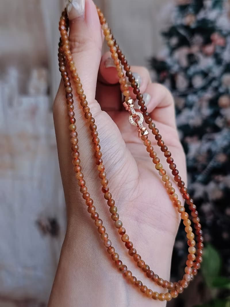 招財•桃花•除太歲|馬卡龍冰紅黃翡|緬甸翡翠無燒加長珠串項鏈