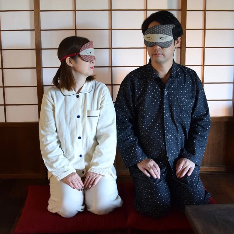 日本眼罩 忍者夫妻|麻葉花紋|有附收納袋|免費禮品包裝