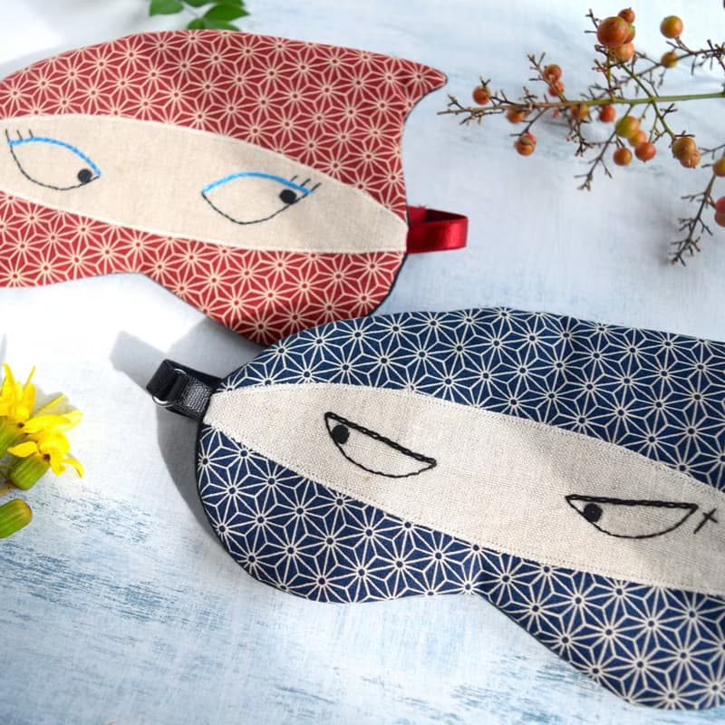 日本眼罩 忍者夫妻|麻葉花紋|有附收納袋|免費禮品包裝