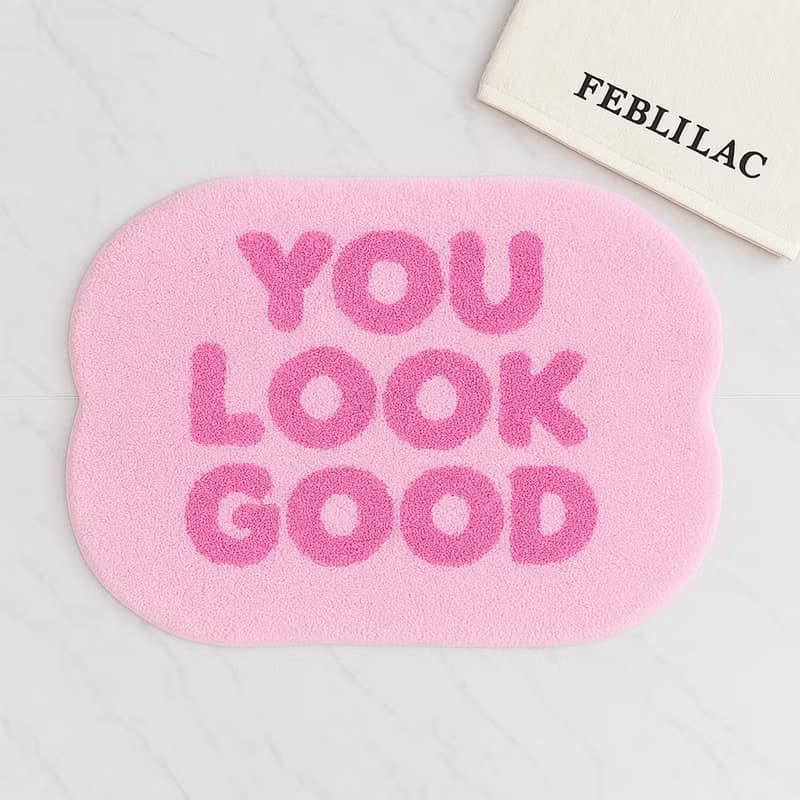 YOU LOOK GOOD粉色浴室地墊居家裝飾禮物