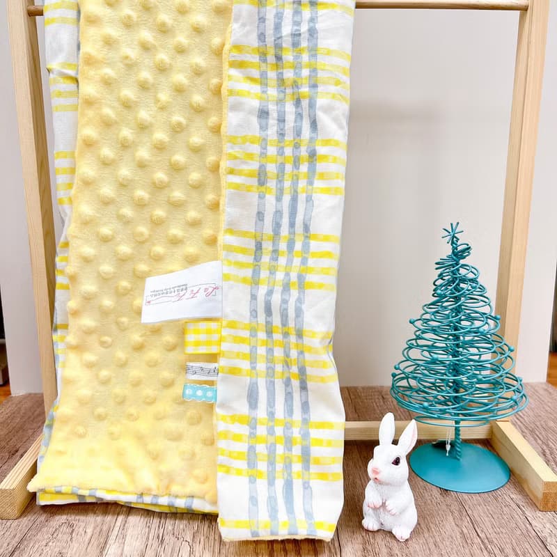 春天必備寶寶荳荳毯-黃調格紋 彌月禮盒 新生兒禮物 推車毯 汽座