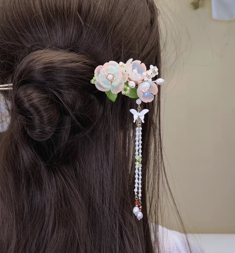 檸檬手作髮飾  珊瑚芍藥髮簪/髮釵/髮夾(兩色/可做一對)