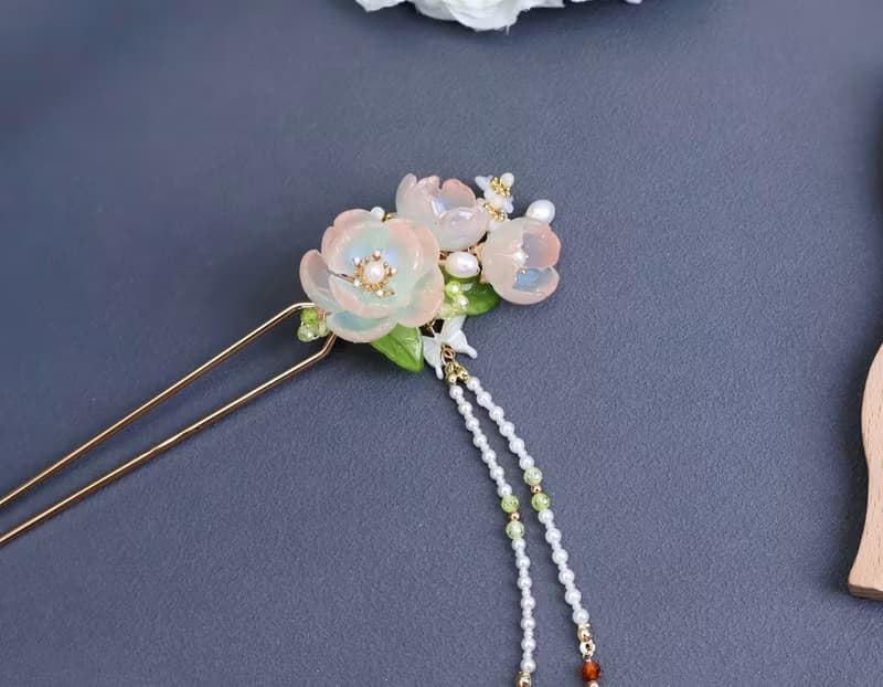 檸檬手作髮飾  珊瑚芍藥髮簪/髮釵/髮夾(兩色/可做一對)