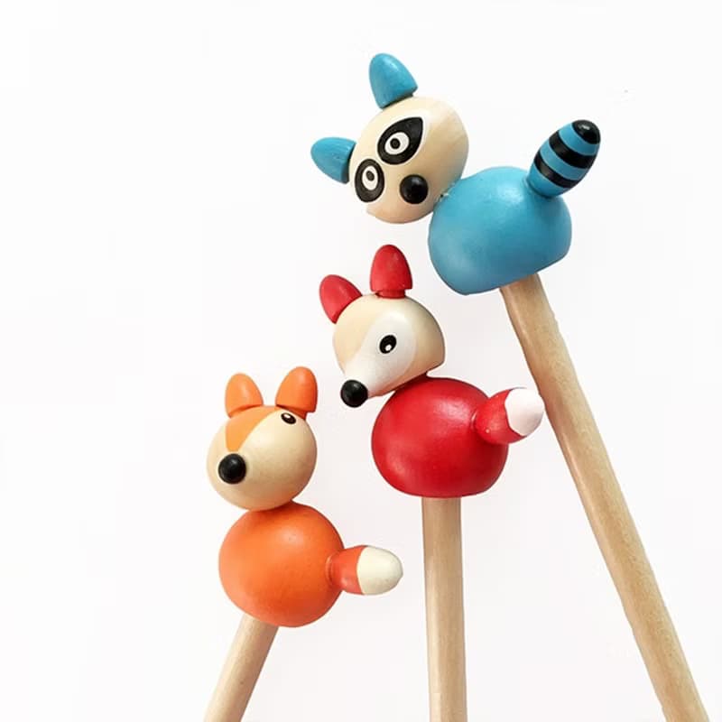 【兒童禮品】木製森林動物三兄弟鉛筆(一組3入) - 筆頭可拆