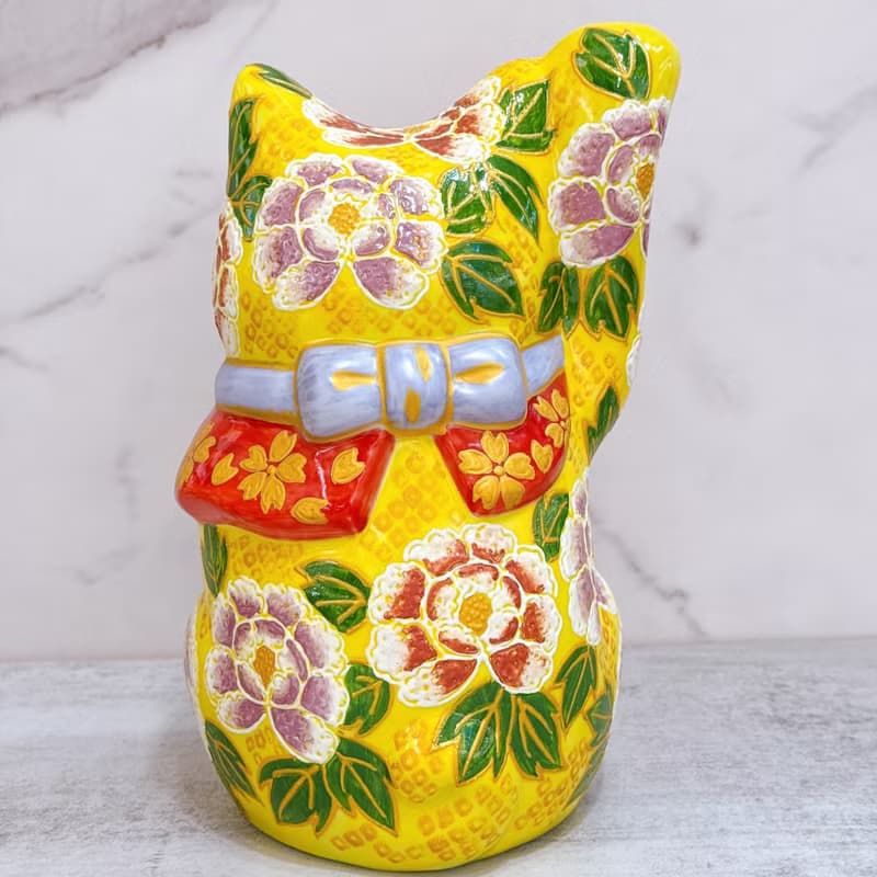 【紫綠映金】日本九谷燒招財貓 | 黃地華盛