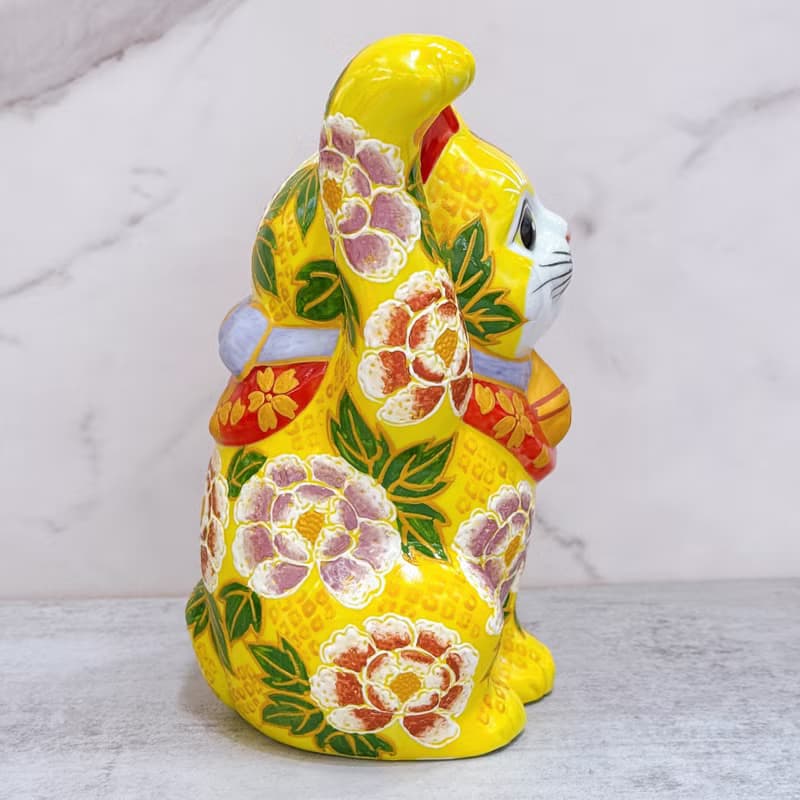 【紫綠映金】日本九谷燒招財貓 | 黃地華盛