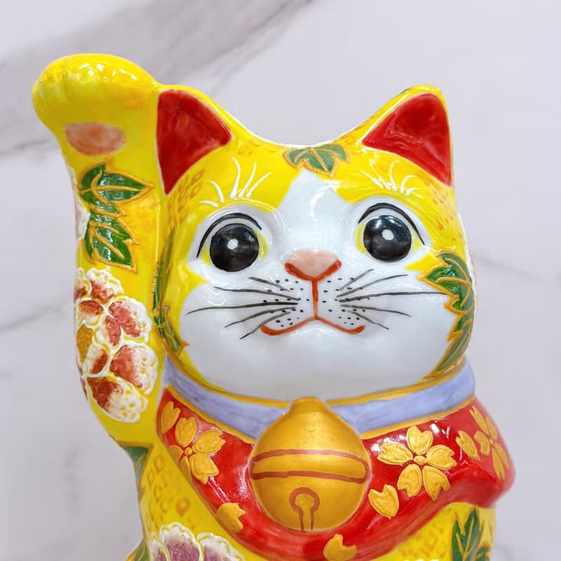 【紫綠映金】日本九谷燒招財貓 | 黃地華盛