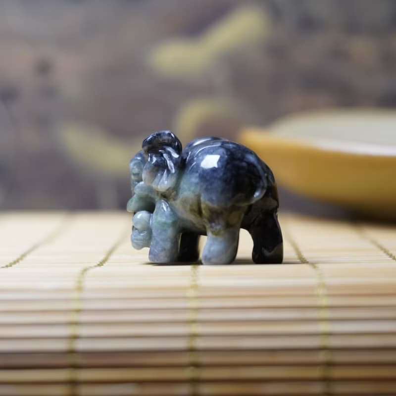 【吉象如意】烏雞翡翠大象擺飾 | 天然緬甸玉A貨翡翠 | 送禮