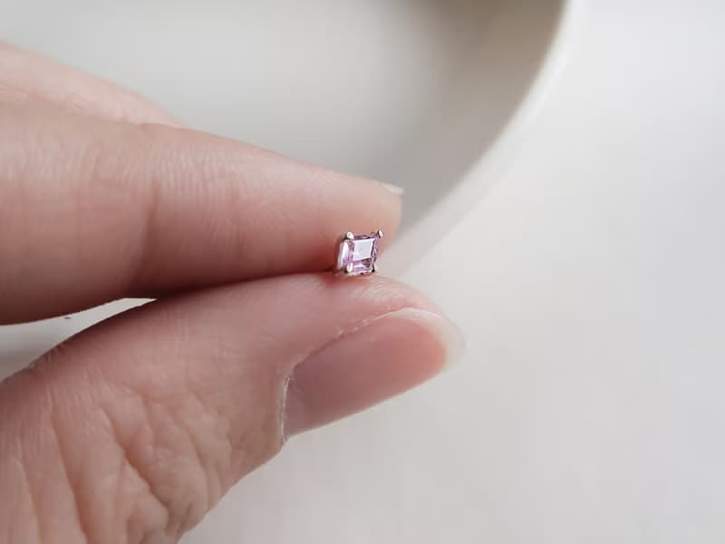 925純銀 菱形 紫水晶 爪鑲 轉珠 鎖珠 耳環 耳夾 免費送禮包裝